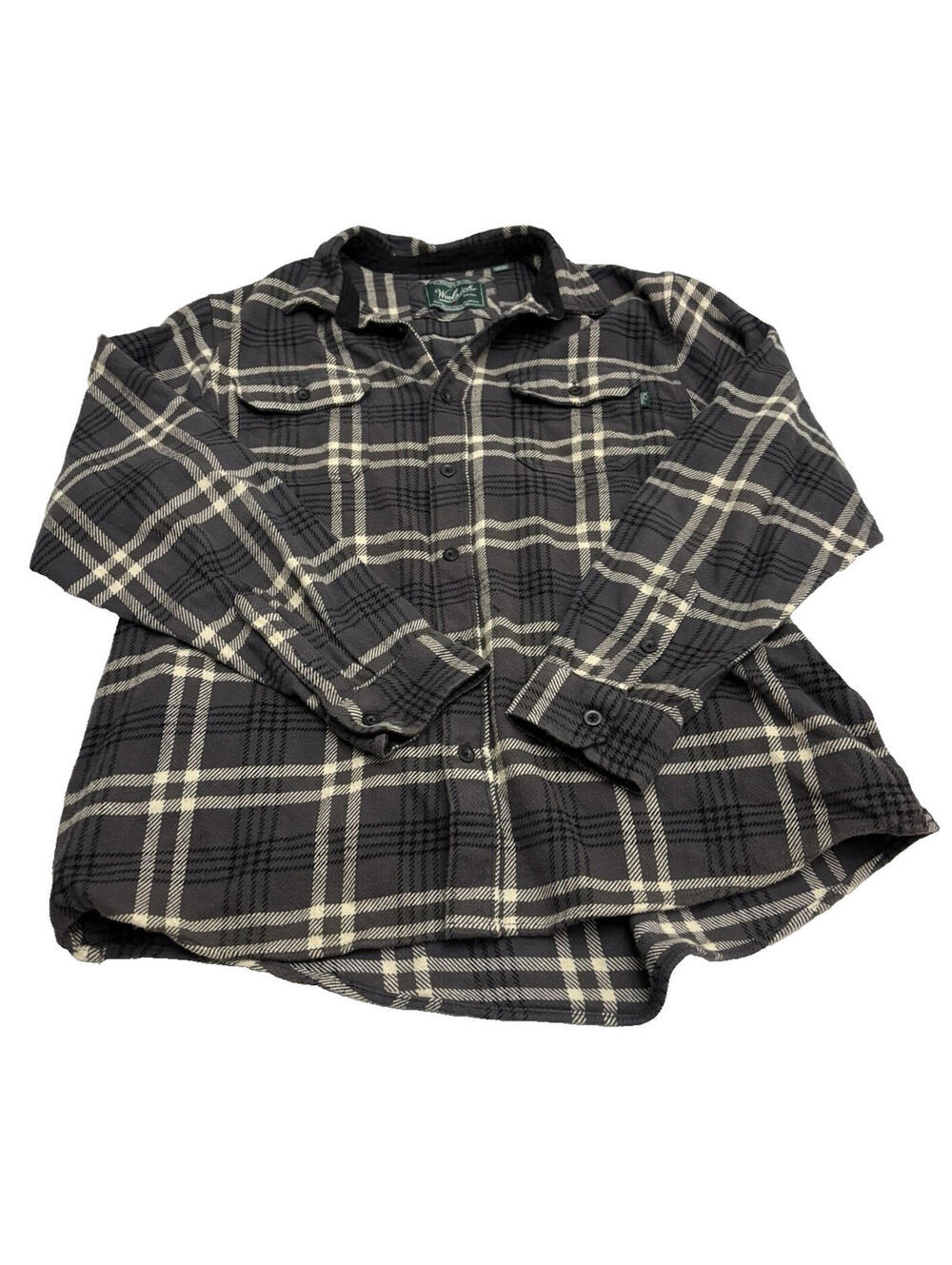 Men’s Woolrich Grey And white Flannel Thick Long Sleeve Flannel Shacket Size XXL